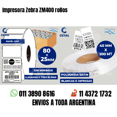 Impresora Zebra ZM400 rollos