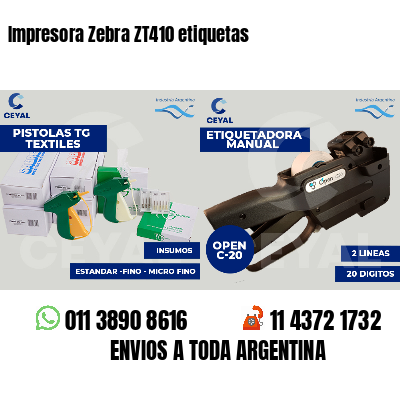 Impresora Zebra ZT410 etiquetas