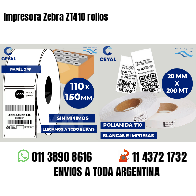 Impresora Zebra ZT410 rollos