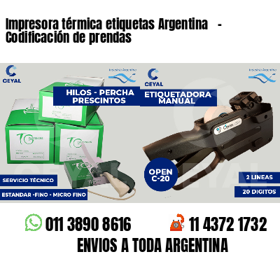Impresora térmica etiquetas Argentina   - Codificación de prendas