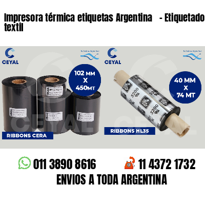 Impresora térmica etiquetas Argentina - Etiquetado textil