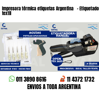 Impresora térmica etiquetas Argentina   - Etiquetado textil