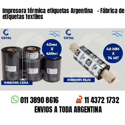 Impresora térmica etiquetas Argentina - Fábrica de etiquetas textiles