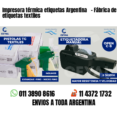 Impresora térmica etiquetas Argentina   - Fábrica de etiquetas textiles