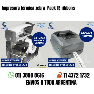 Impresora térmica zebra  Pack 15 ribbons