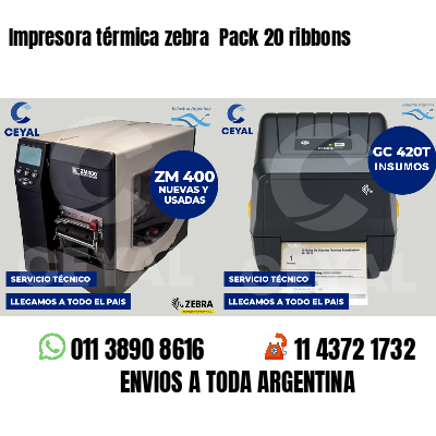Impresora térmica zebra Pack 20 ribbons