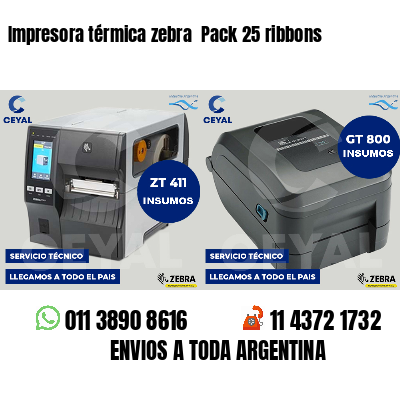 Impresora térmica zebra Pack 25 ribbons