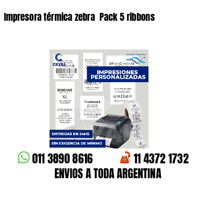 Impresora térmica zebra  Pack 5 ribbons