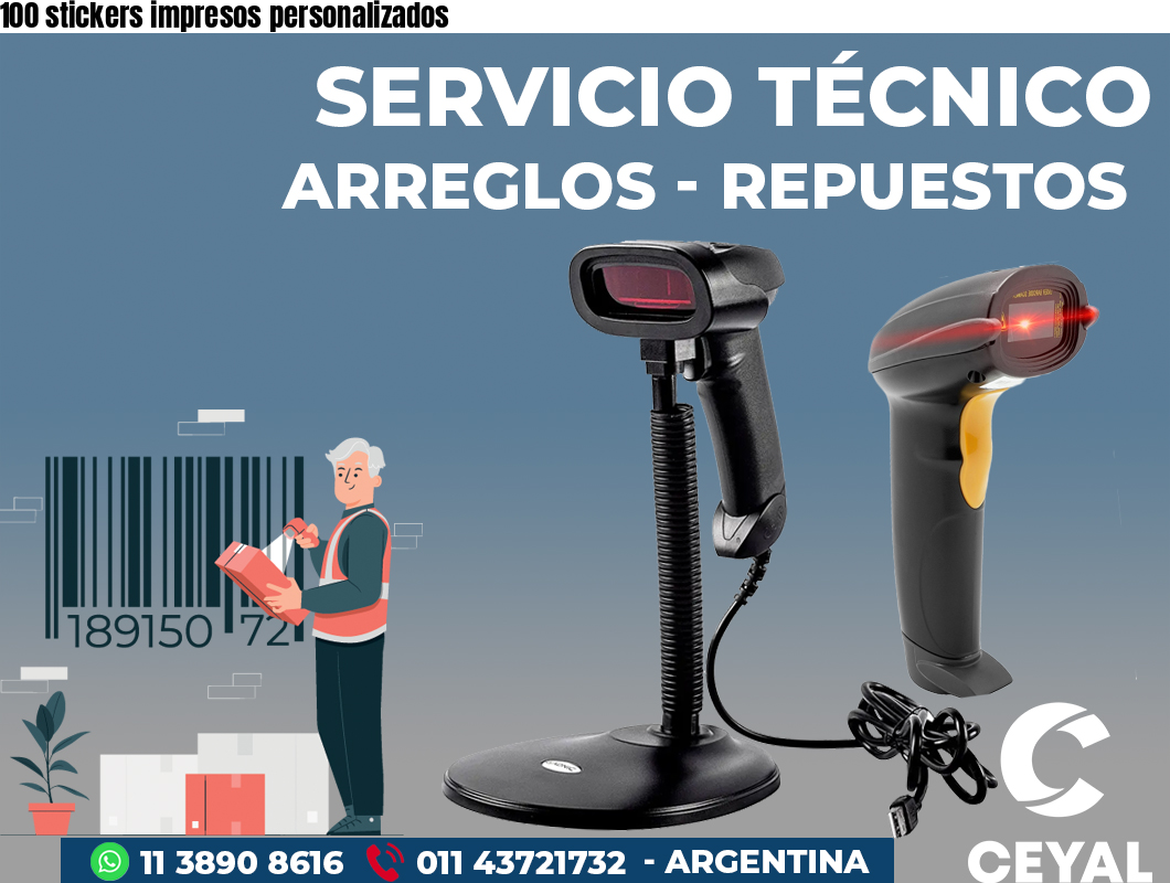 100 stickers impresos personalizados