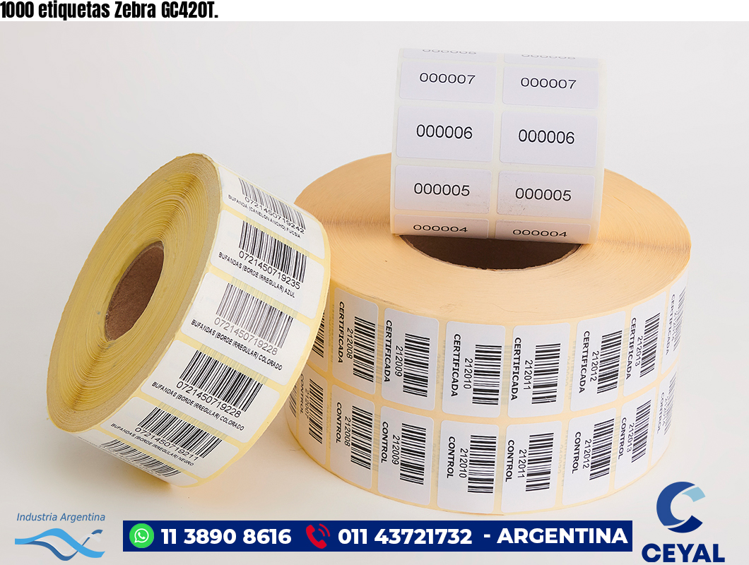 1000 etiquetas Zebra GC420T.