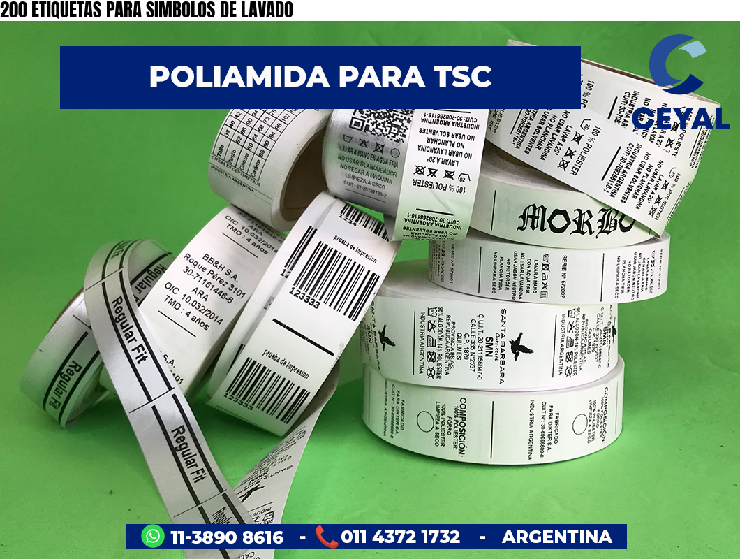 200 ETIQUETAS PARA SIMBOLOS DE LAVADO