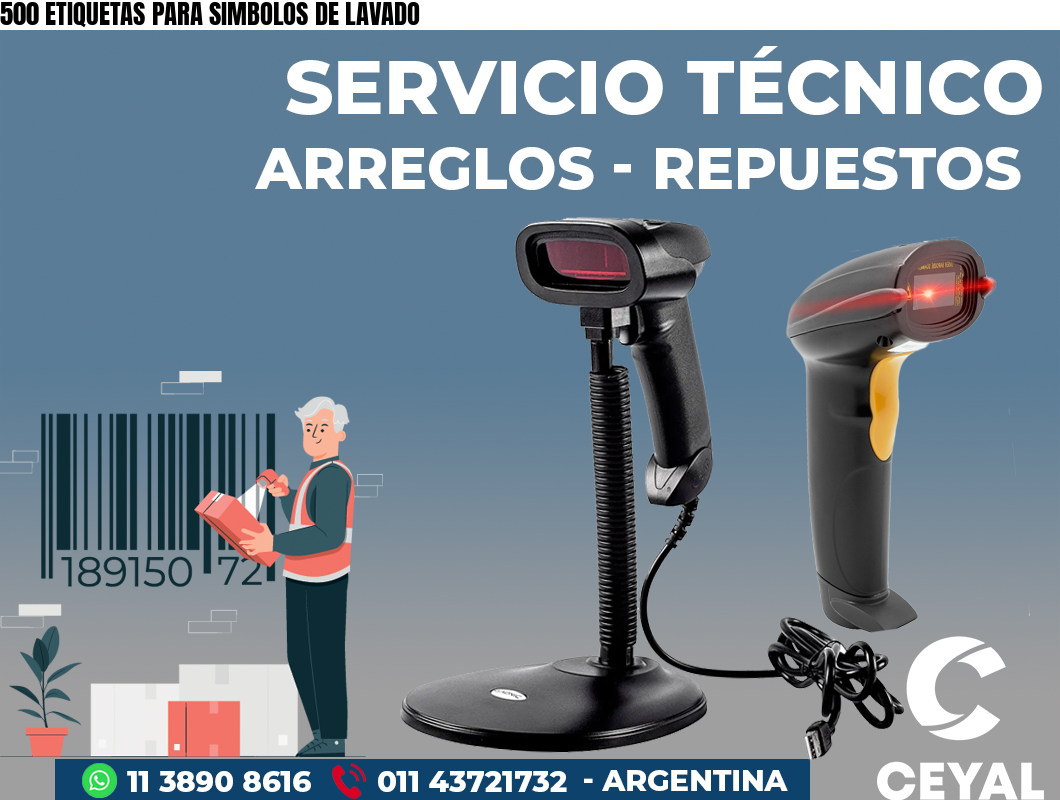500 ETIQUETAS PARA SIMBOLOS DE LAVADO