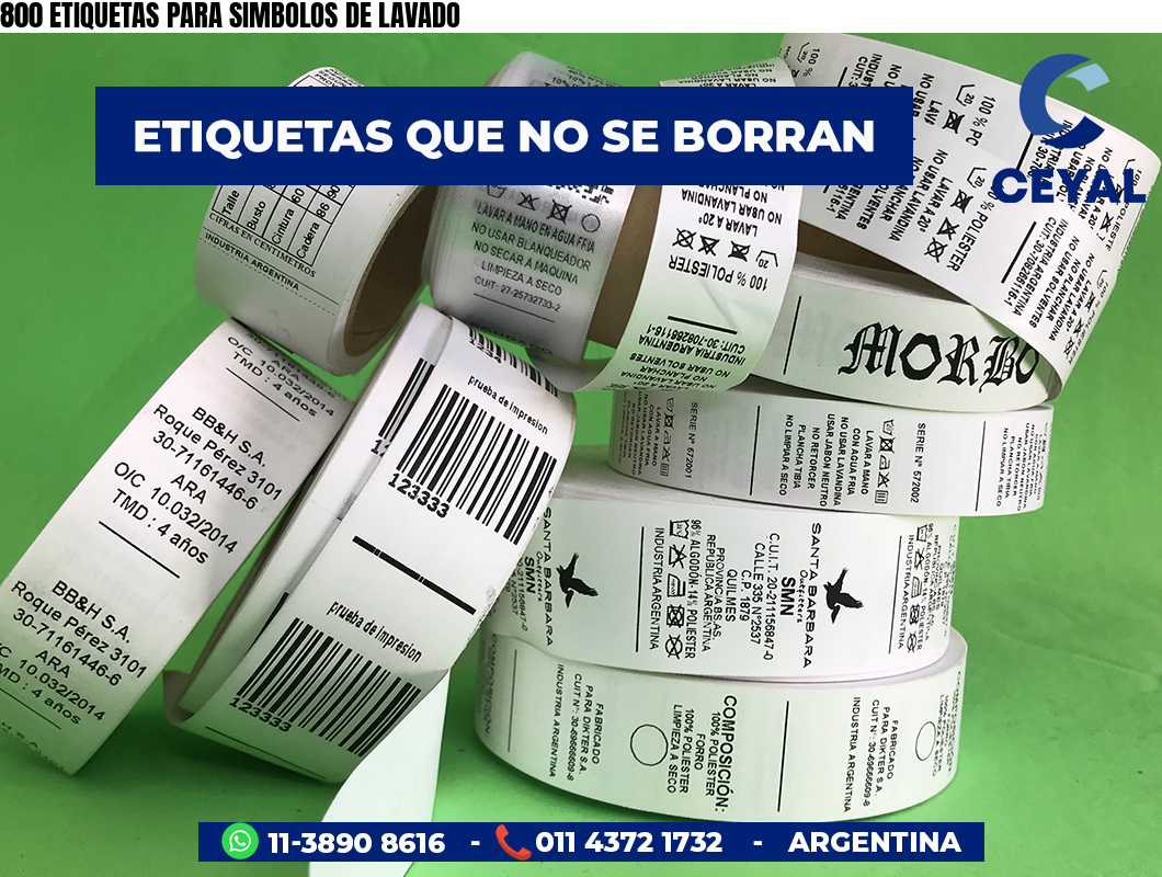 800 ETIQUETAS PARA SIMBOLOS DE LAVADO