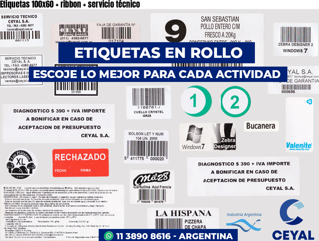 Etiquetas 100x60 ribbon servicio técnico