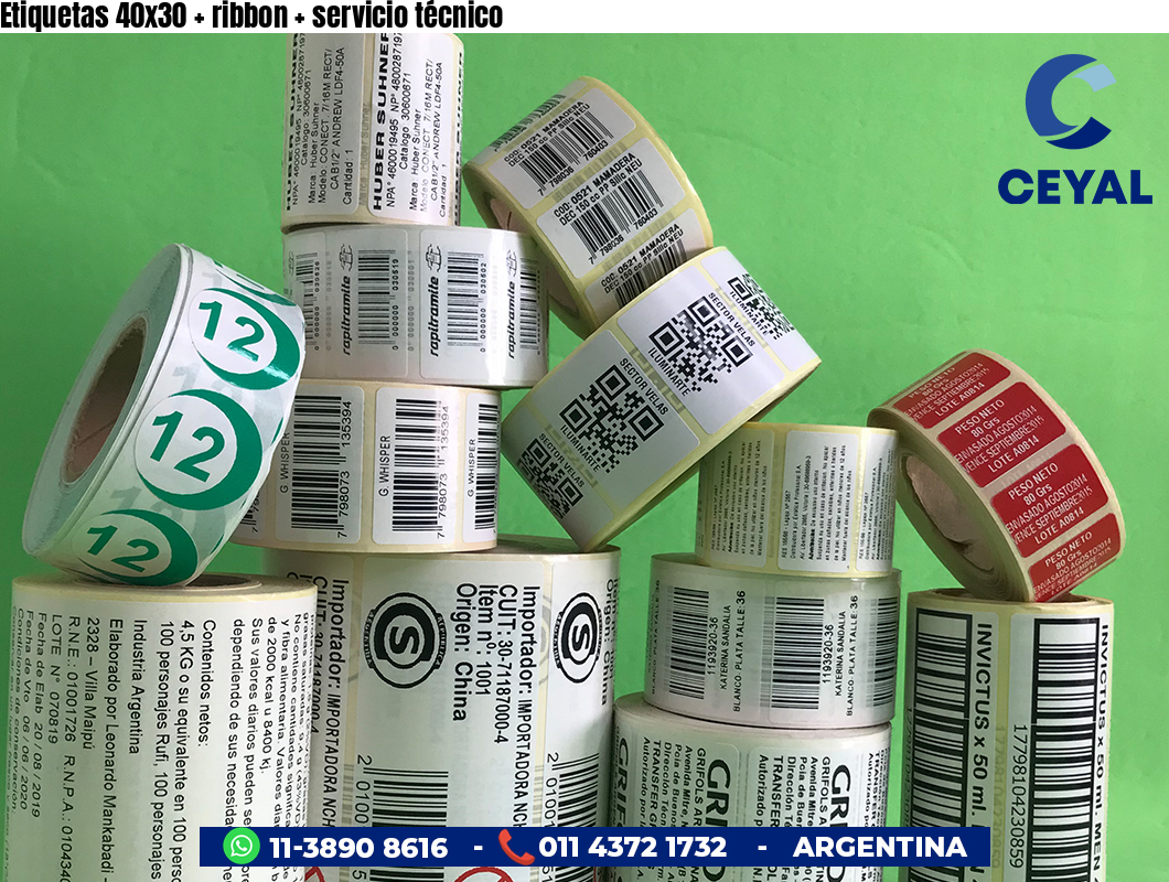 Etiquetas 40x30 ribbon servicio técnico