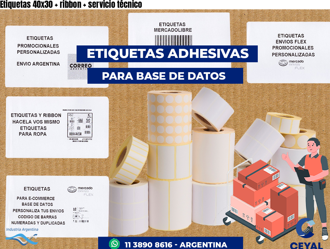 Etiquetas 40x30 ribbon servicio técnico