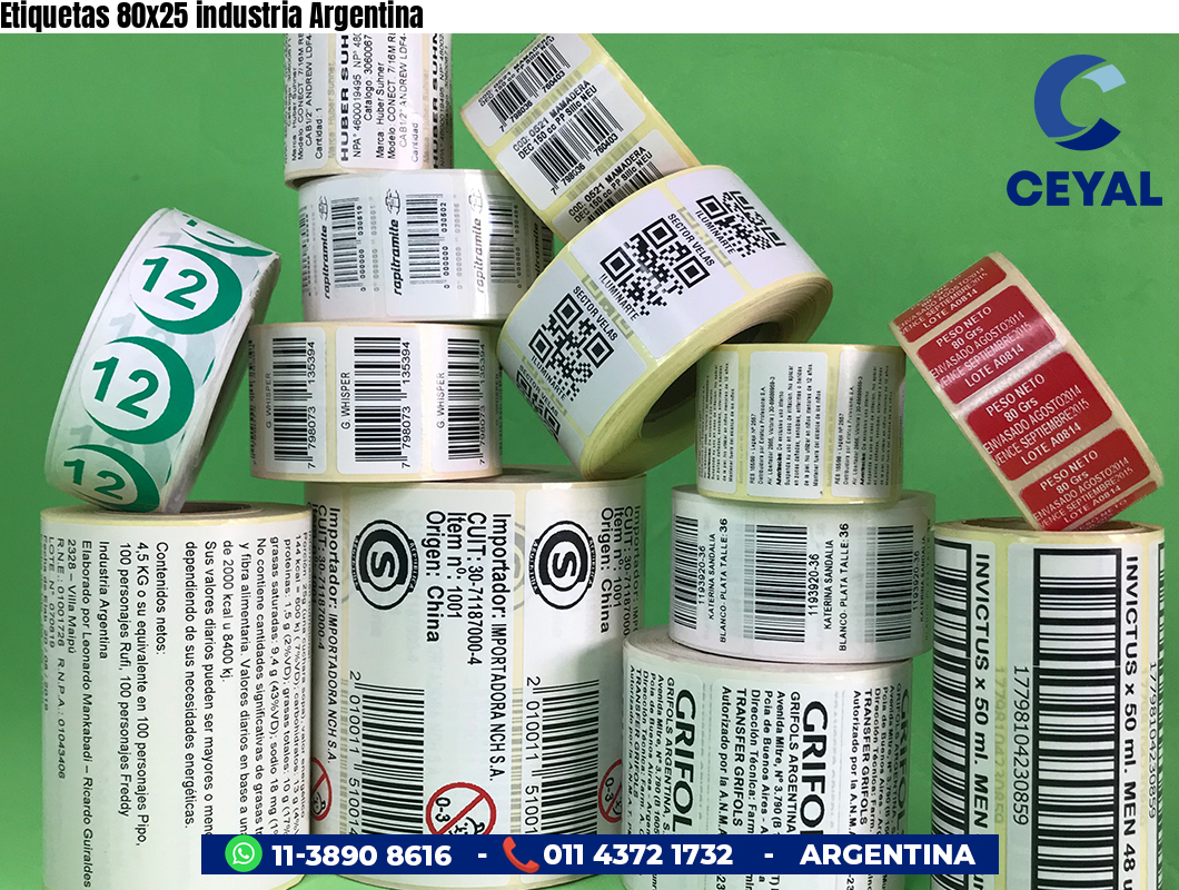 Etiquetas 80x25 industria Argentina