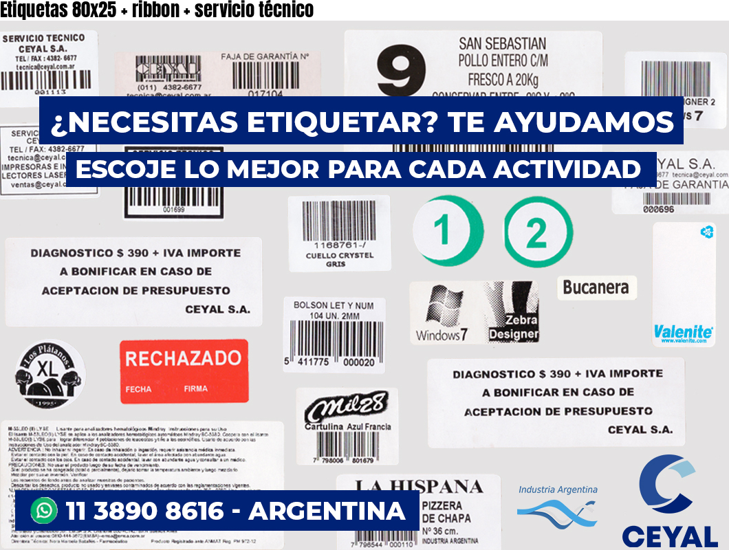 Etiquetas 80x25 ribbon servicio técnico
