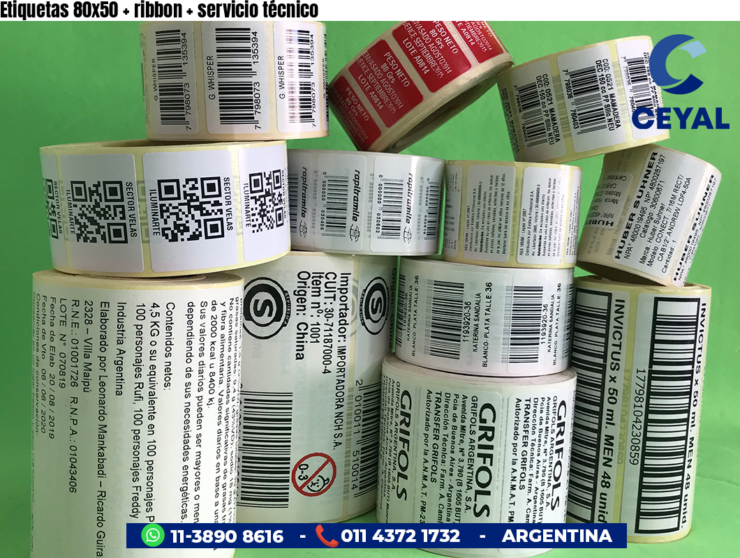 Etiquetas 80x50 ribbon servicio técnico