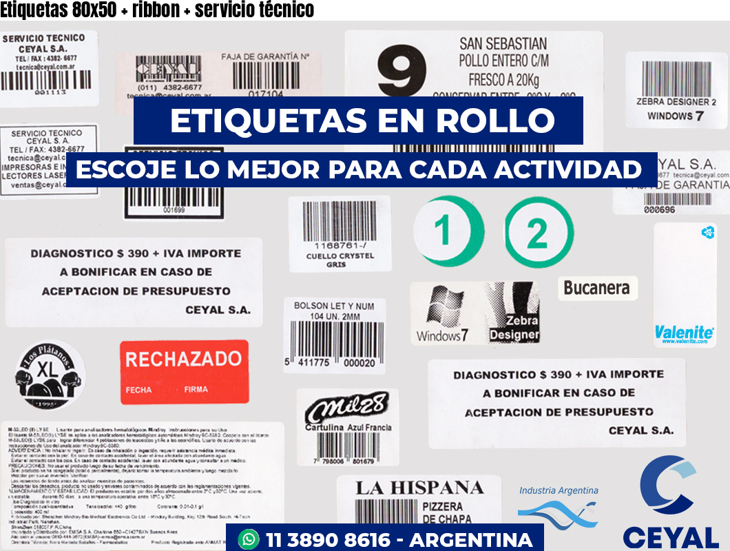 Etiquetas 80x50 ribbon servicio técnico