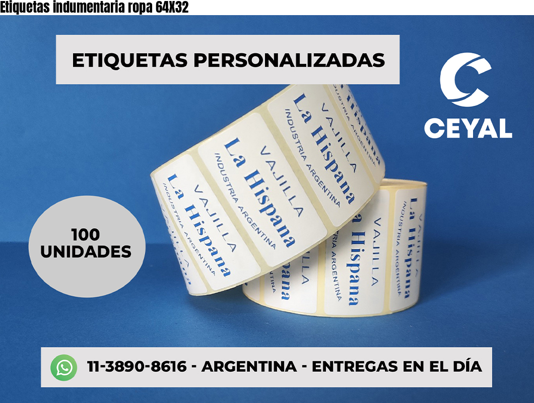 Etiquetas indumentaria ropa 64X32