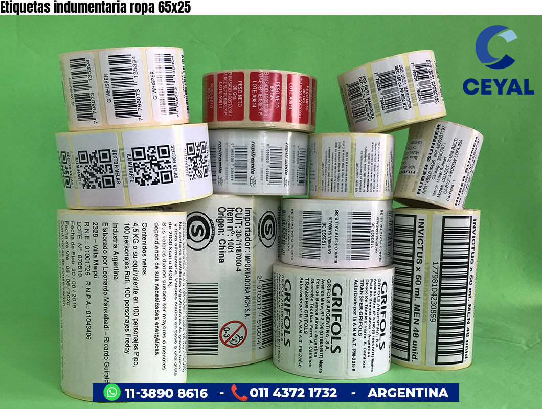 Etiquetas indumentaria ropa 65x25