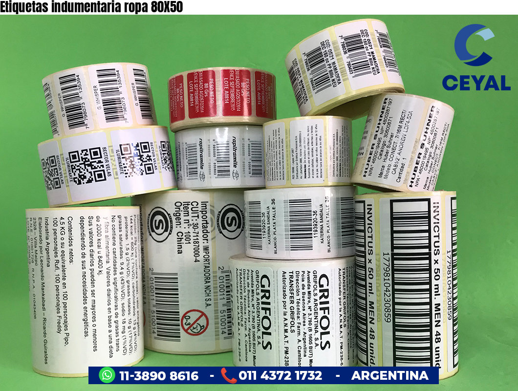 Etiquetas indumentaria ropa 80X50