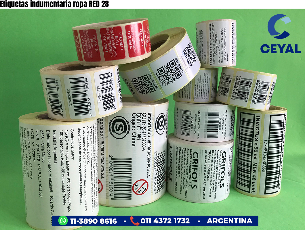 Etiquetas indumentaria ropa RED 28