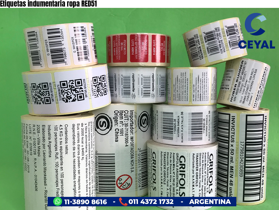 Etiquetas indumentaria ropa RED51