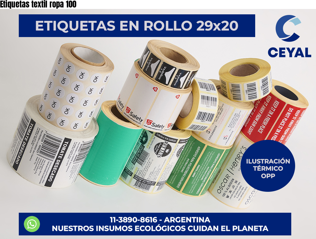 Etiquetas textil ropa 100