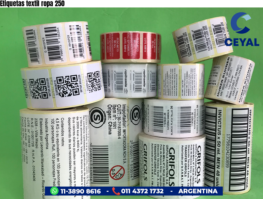 Etiquetas textil ropa 250