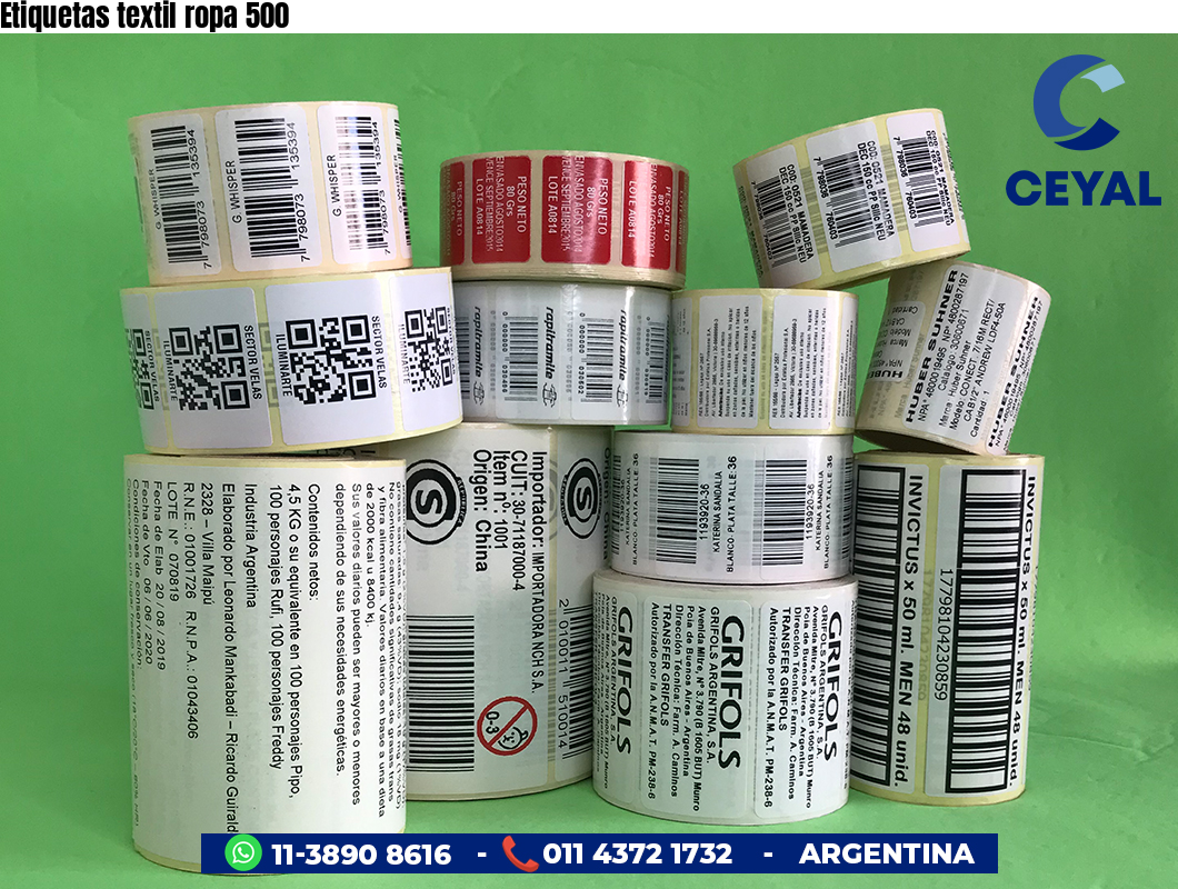 Etiquetas textil ropa 500