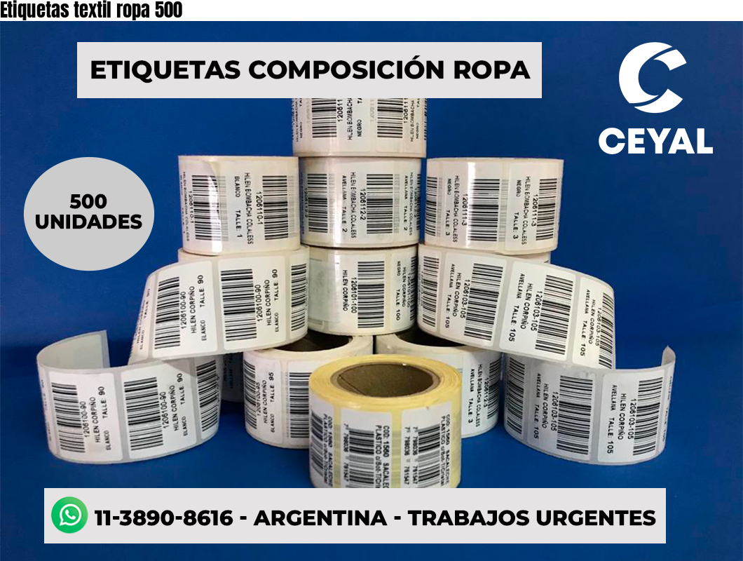 Etiquetas textil ropa 500