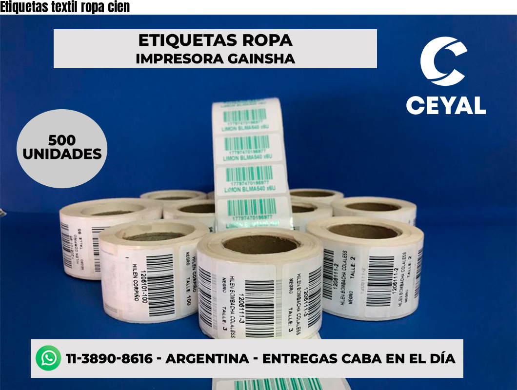 Etiquetas textil ropa cien