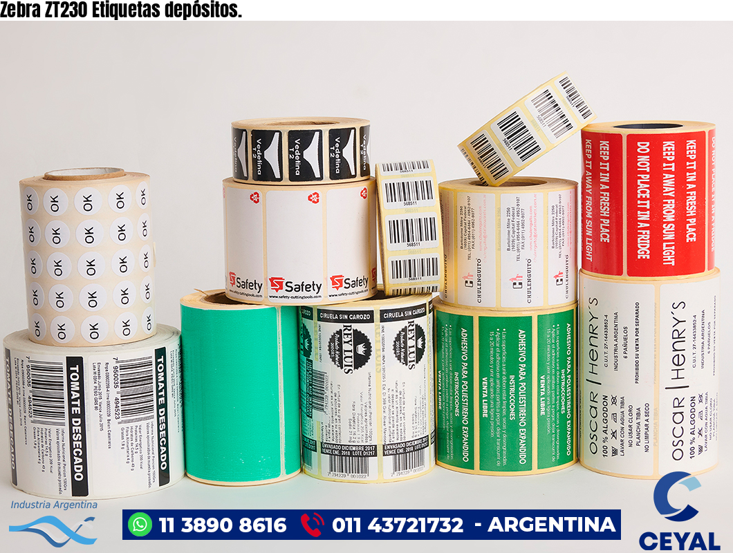 Zebra ZT230 Etiquetas depósitos.