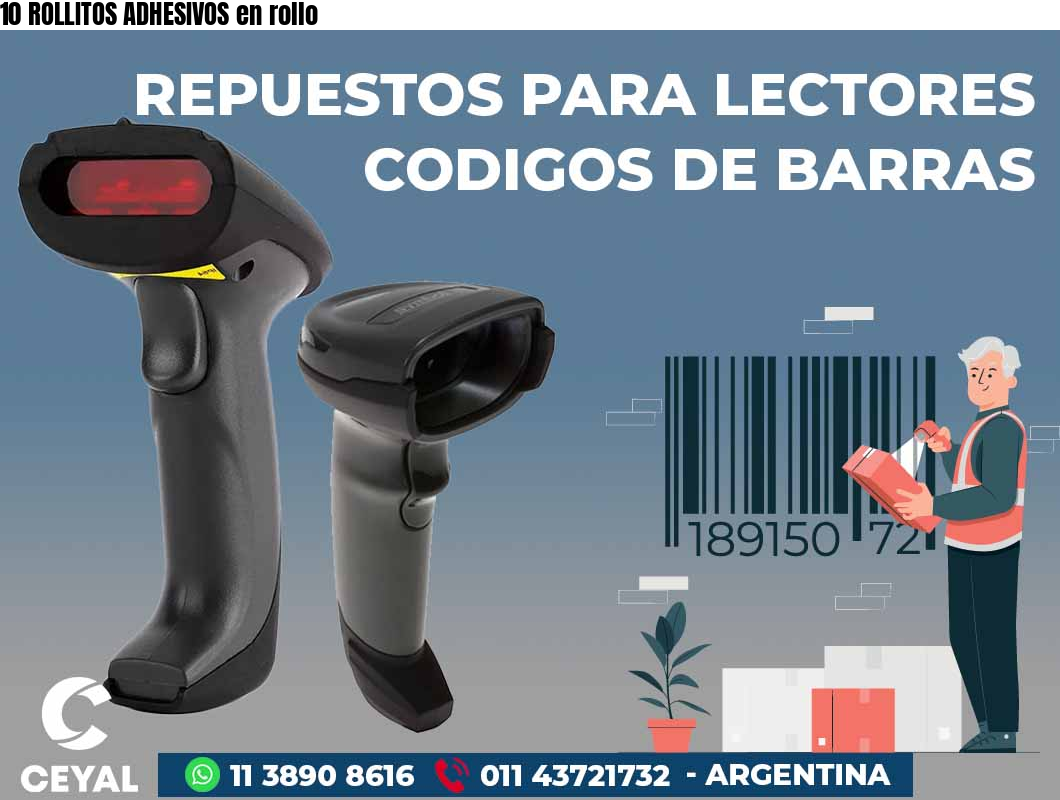 10 ROLLITOS ADHESIVOS en rollo