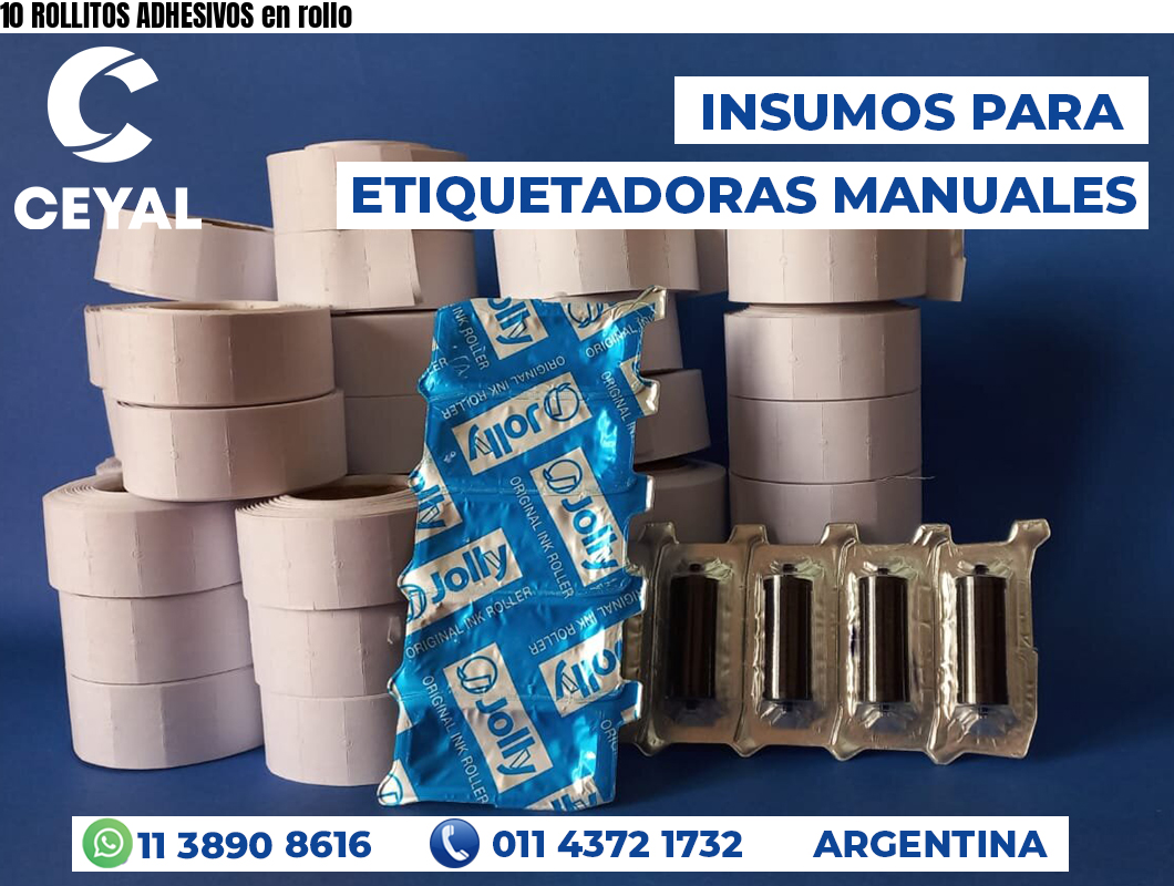 10 ROLLITOS ADHESIVOS en rollo