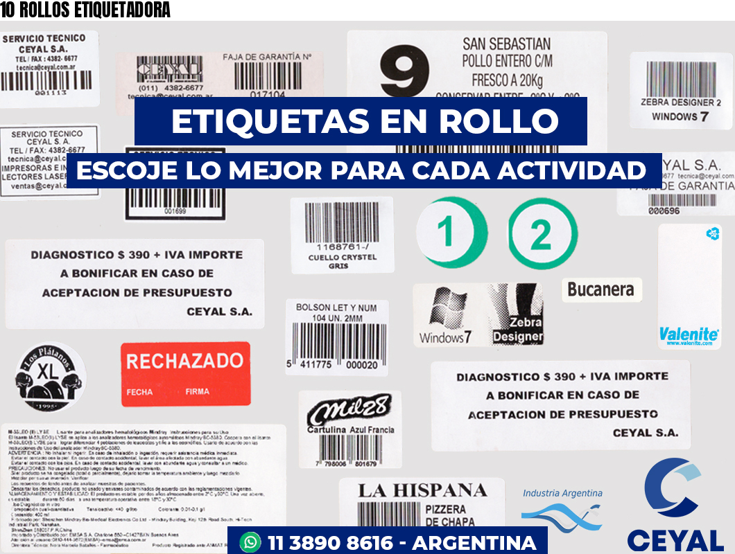 10 ROLLOS ETIQUETADORA