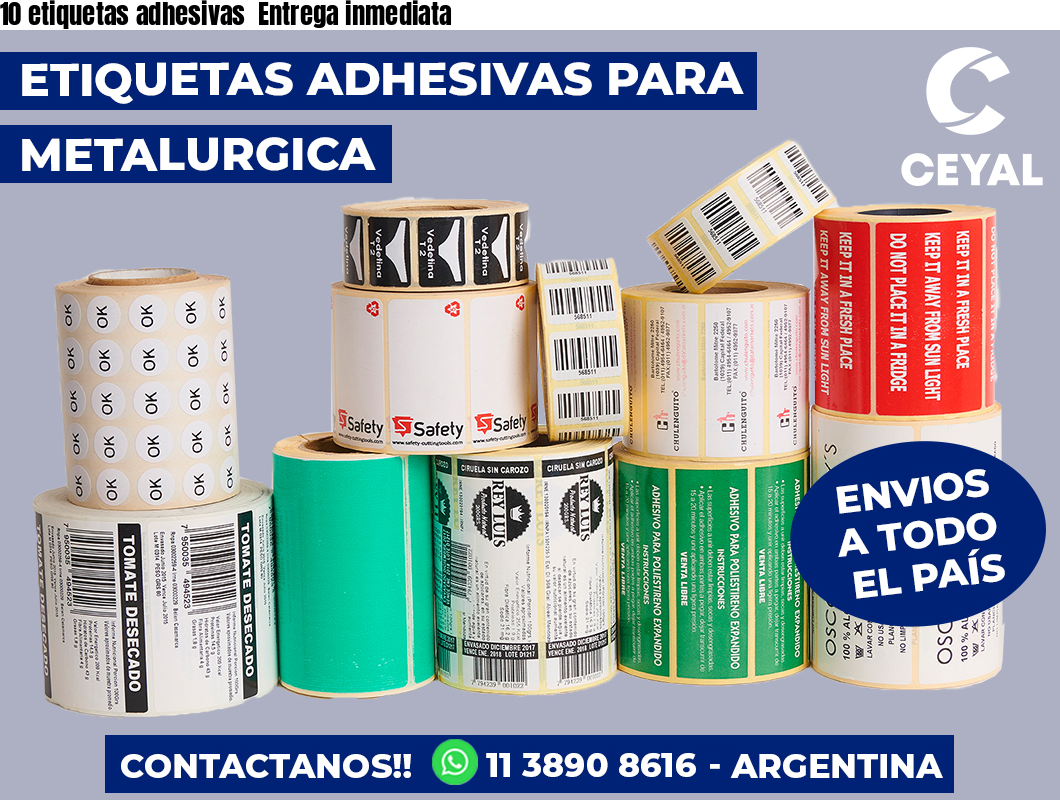 10 etiquetas adhesivas Entrega inmediata