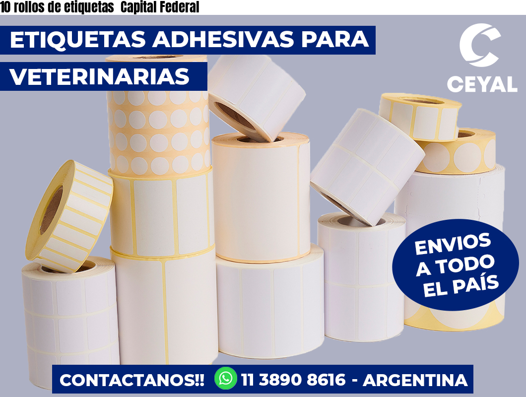 10 rollos de etiquetas Capital Federal