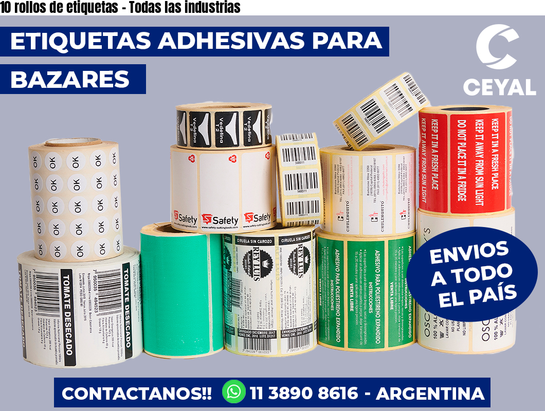 10 rollos de etiquetas - Todas las industrias