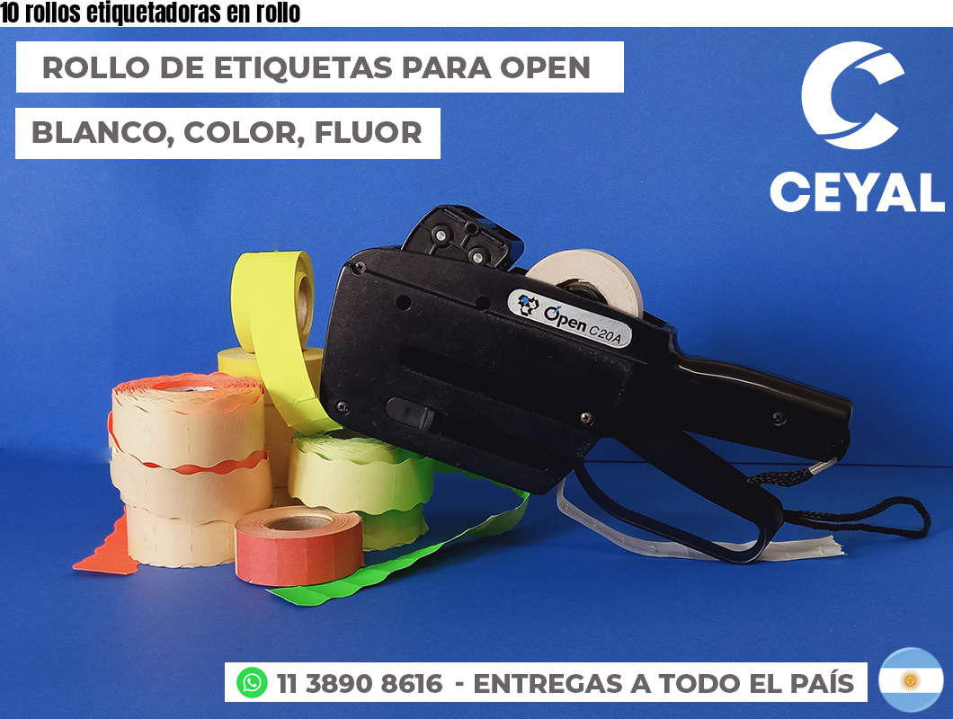 10 rollos etiquetadoras en rollo