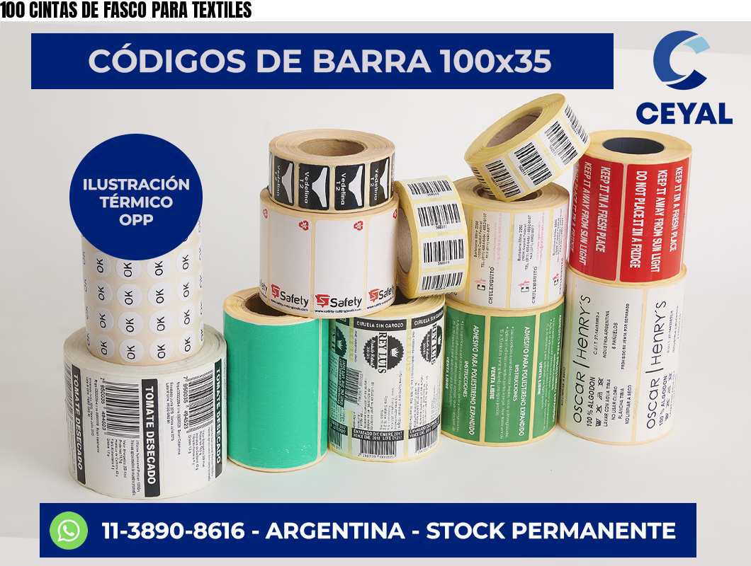100 CINTAS DE FASCO PARA TEXTILES