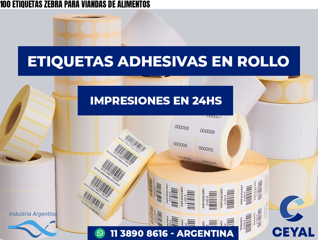 100 ETIQUETAS ZEBRA PARA VIANDAS DE ALIMENTOS