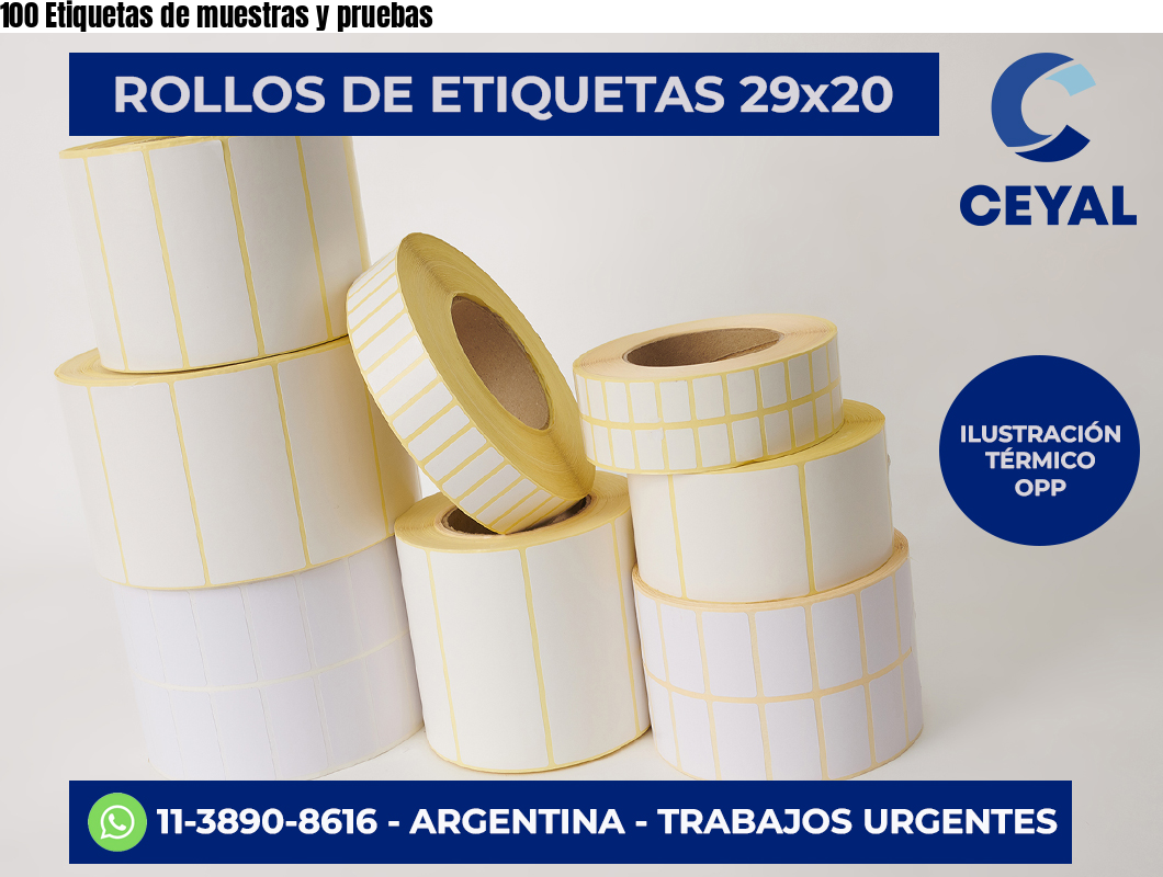 100 Etiquetas de muestras y pruebas