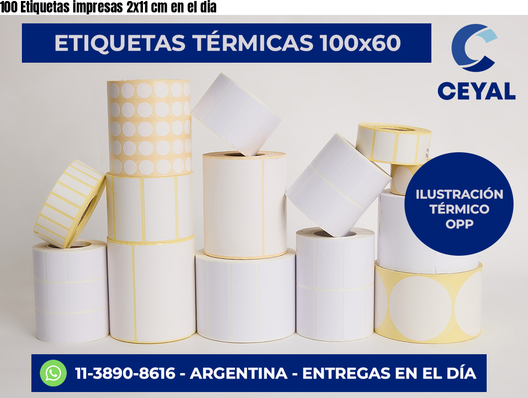 100 Etiquetas impresas 2×11 cm en el dia