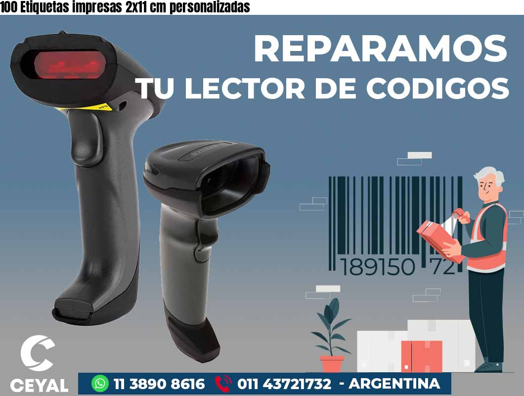 100 Etiquetas impresas 2x11 cm personalizadas