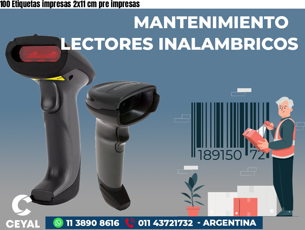 100 Etiquetas impresas 2x11 cm pre impresas