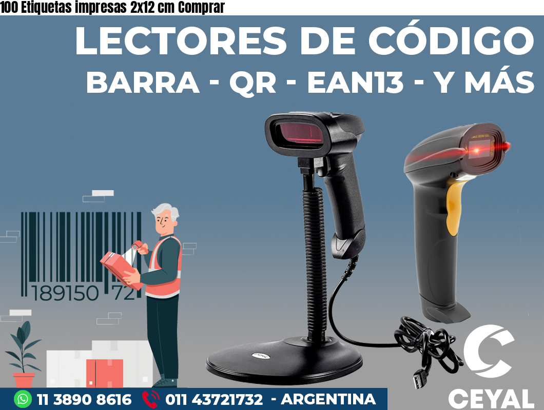 100 Etiquetas impresas 2x12 cm Comprar