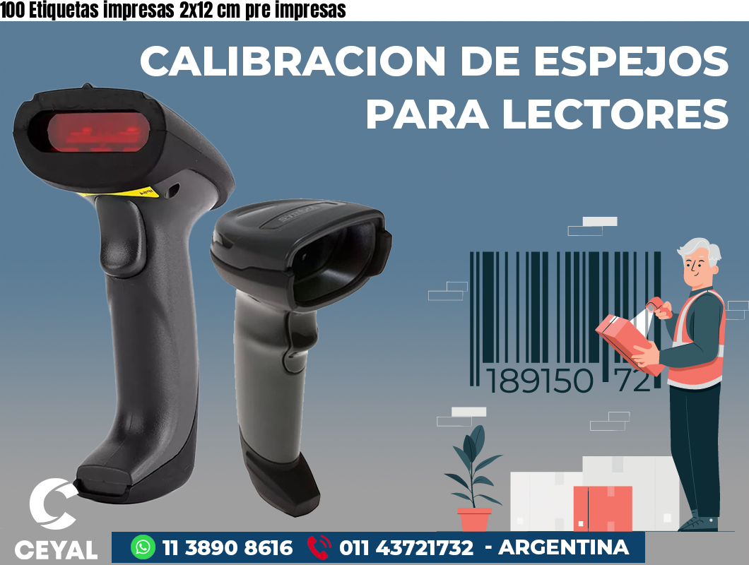 100 Etiquetas impresas 2x12 cm pre impresas